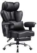 COMHOMA Big and Tall Office Chair Heavy Duty Wide Ergonomic Gaming Chair with Deluxe Embossing Designed Leather with Foot Rest, 145°Reclining Adjustable Armrests Pocket Spring Back Support and Pillow
