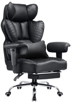 COMHOMA Big and Tall Office Chair Heavy Duty Wide Ergonomic Gaming Chair with Deluxe Embossing Designed Leather with Foot Rest, 145°Reclining Adjustable Armrests Pocket Spring Back Support and Pillow