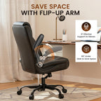 GTPLAYER PU Leather Office Chair, Home Desk Chair with Flip-up Arms, Modern
