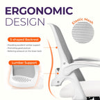 NEO CHAIR Office Desk Chair, Ergonomic Mesh with Flip-Up Armrests, Ivory