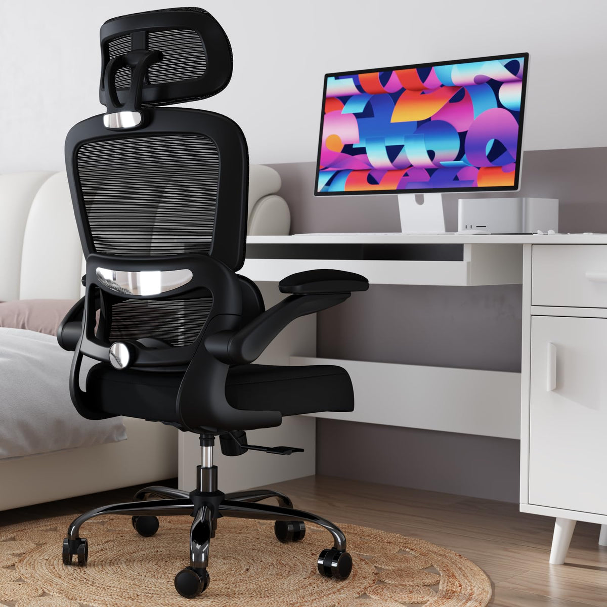 TRALT Office Chair Ergonomic Desk Chair with Lumbar Support Black, 1