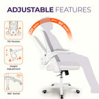 NEO CHAIR Office Desk Chair, Ergonomic Mesh with Flip-Up Armrests, Ivory