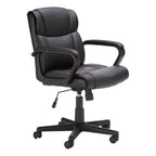 Amazon Basics Office Task Chair with Adjustable Height, 360° Swivel, Padded Armrests, Mid-Back, Rolling, 275 Pound Capacity, 24.2"D x 24"W x 34.8"H, Black Faux Leather