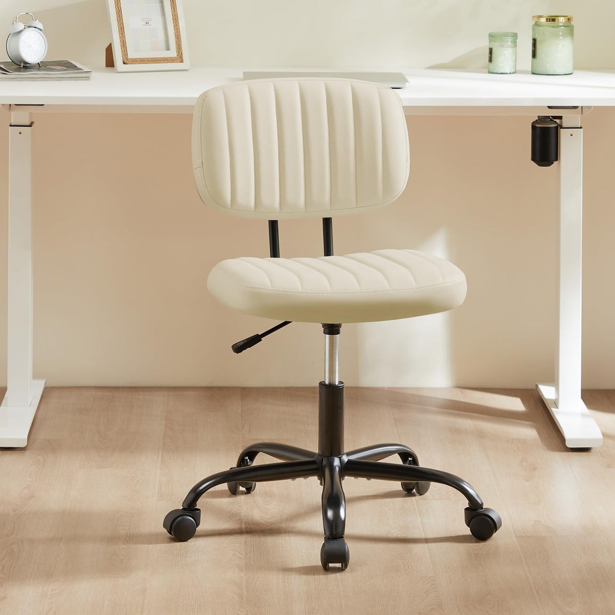 Sweetcrispy Office Desk Chair, Small Vanity Chair, Lumbar Support