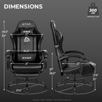 N-GEN GAMING Gaming Chair with Footrest, Lumbar, High-Back, All Black