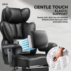 COMHOMA Big and Tall Office Chair Heavy Duty Wide Ergonomic Gaming Chair with Deluxe Embossing Designed Leather with Foot Rest, 145°Reclining Adjustable Armrests Pocket Spring Back Support and Pillow