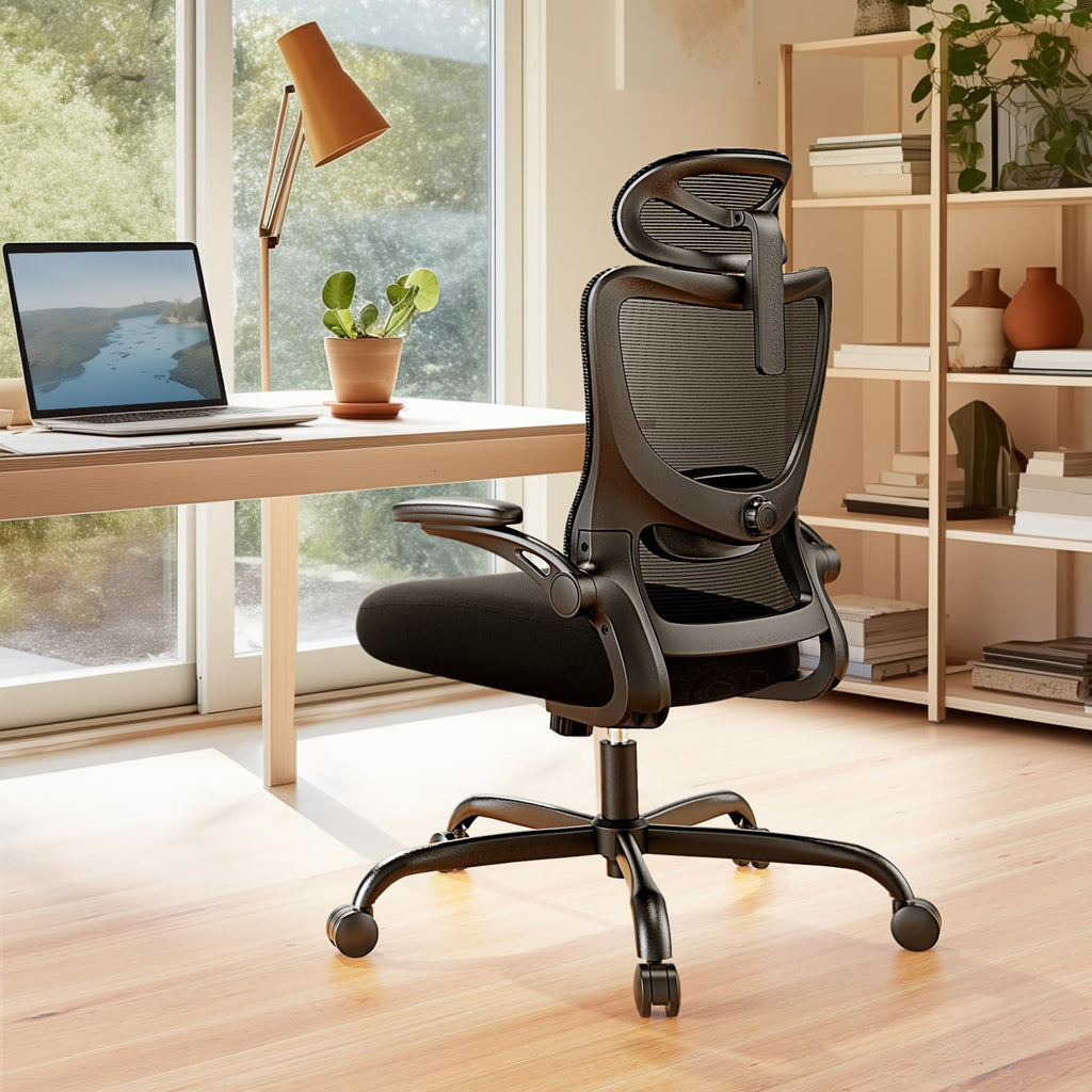 Marsail Ergonomic Office Chair: Office Desk Chair with High Back Mesh and Adjustable Lumbar Support Rolling Work Swivel Task Chairs with Wheel 3D Armrests and Headrest