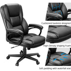 Furmax Office Executive Chair High Back Adjustable Managerial Home Desk Chair, Swivel Computer PU Leather Chair with Lumbar Support (1, Black)