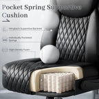 GTPOFFICE Executive Office Chair with Comfortable Lumbar Support, Ergonomic Gaming Chair with Flip-up Armrests & Zoned Pressure-Relief Cushion, Comfy PU Leather Desk Chair, Black