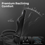N-GEN GAMING Gaming Chair with Footrest, Lumbar, High-Back, All Black