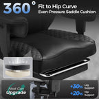 GTPLAYER Big and Tall Gaming Chair 400lbs Heavy Duty Office Chair with Foot Rest & Ergonomic Pocket Spring Lumbar Support, High Back 3D Saddle Shaped Cushion for Back Pain Relief, Matte-Black
