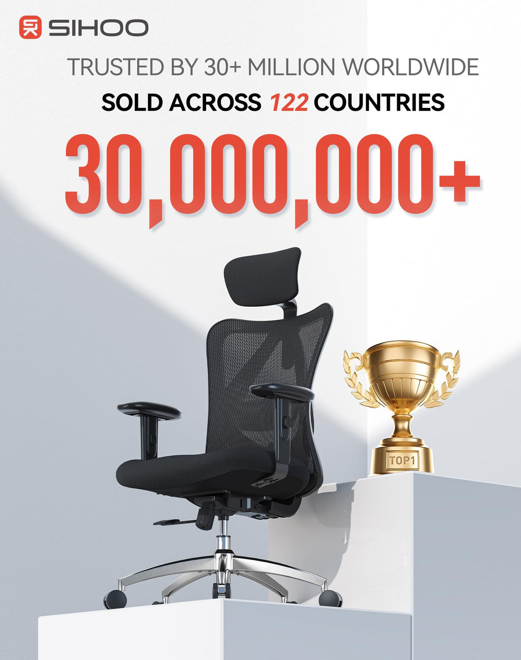 SIHOO M18 Ergonomic Office Chair, Mesh Back Desk Chair with Headrest