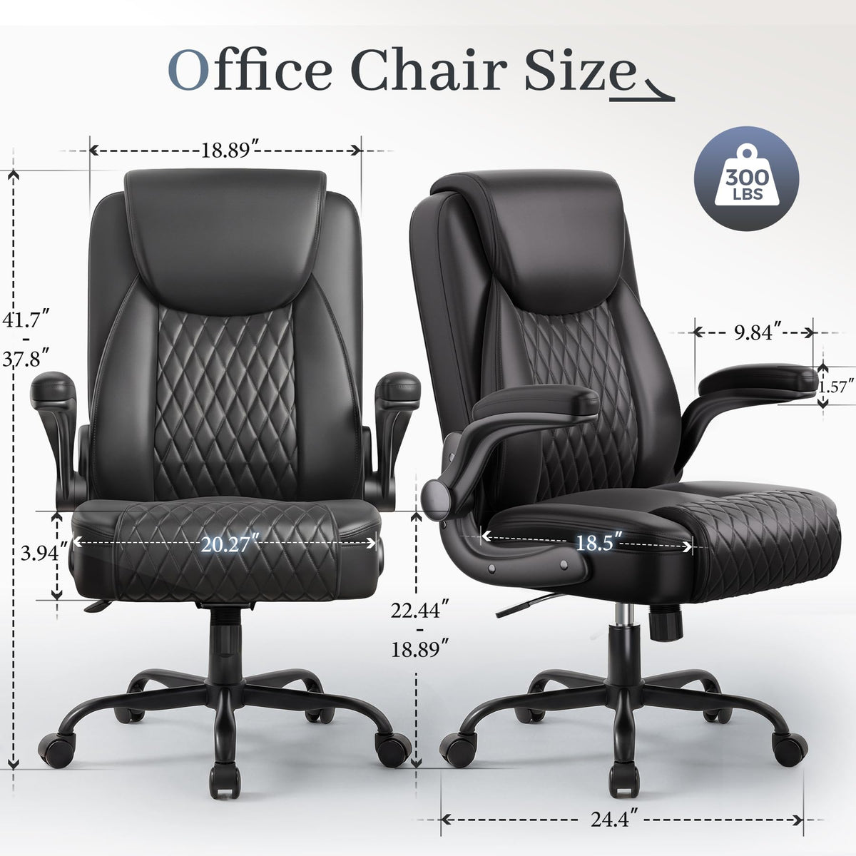 GTPOFFICE Executive Office Chair with Comfortable Lumbar Support, Ergonomic Gaming Chair with Flip-up Armrests & Zoned Pressure-Relief Cushion, Comfy PU Leather Desk Chair, Black