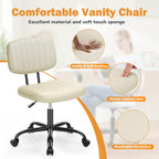 Sweetcrispy Office Desk Chair, Small Vanity Chair, Lumbar Support