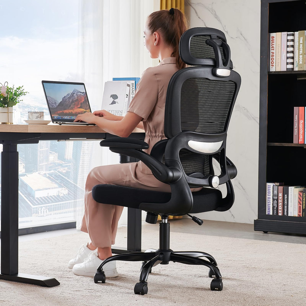 TRALT Office Chair Ergonomic Desk Chair with Lumbar Support Black, 1
